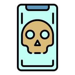 Poster - Hacked smartphone icon. Outline hacked smartphone vector icon color flat isolated