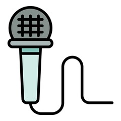 Poster - Wired microphone icon. Outline wired microphone vector icon color flat isolated