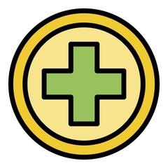 Poster - Medical cross circle icon. Outline medical cross circle vector icon color flat isolated