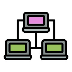 Poster - Computer network icon. Outline computer network vector icon color flat isolated