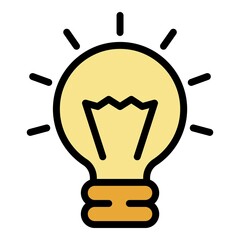 Poster - Room light bulb icon. Outline room light bulb vector icon color flat isolated