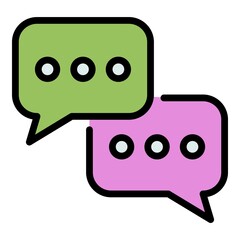 Poster - Talk chat icon. Outline talk chat vector icon color flat isolated