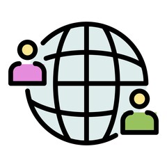 Poster - Global advice icon. Outline global advice vector icon color flat isolated