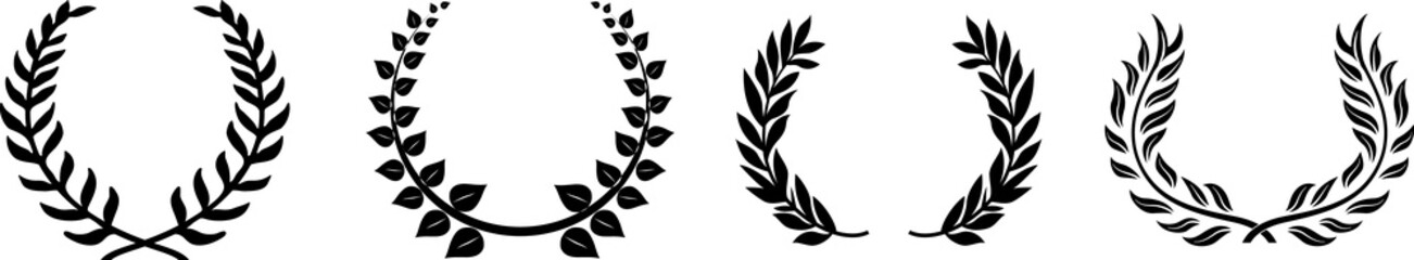  silhouette isolated on white abstract floral background. round frame on white background