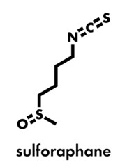 Sticker - Sulforaphane cruciferous vegetable molecule. Skeletal formula.