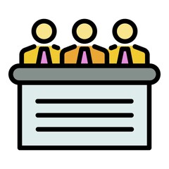 Poster - Corporate meeting icon. Outline corporate meeting vector icon color flat isolated
