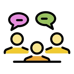 Poster - People communication icon. Outline people communication vector icon color flat isolated