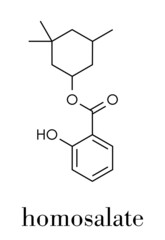 Sticker - Homosalate sunscreen molecule (UV filter). Skeletal formula.