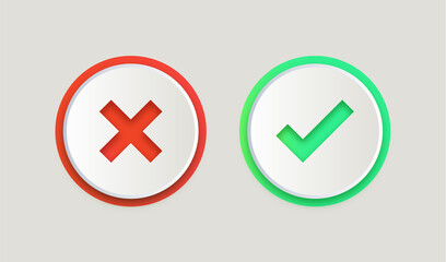 Poster - green and red checkmark button - check mark icon - Tick and cross signs - check icon buttons - checklist symbols - voting check mark - checklist checkmark - approved checkmark