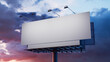 © RocknRoller Studios - Commercial Billboard. Blank Exterior Sign against a Stormy Evening Sky. Design Template.