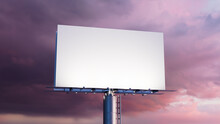 Advertising Billboard. Empty Large Format Sign Against A Dusk Sky. Mockup Template.