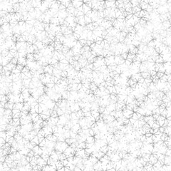 Hand Drawn Snowflakes Christmas Seamless Pattern. Subtle Flying Snow Flakes on chalk snowflakes Background. Appealing chalk handdrawn snow overlay. Cute holiday season decoration.