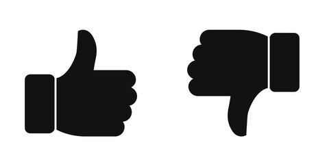 thumbs up and thumbs down. flat style - stock vector.