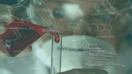 Poster - Animation of medical data processing over female scientist in laboratory