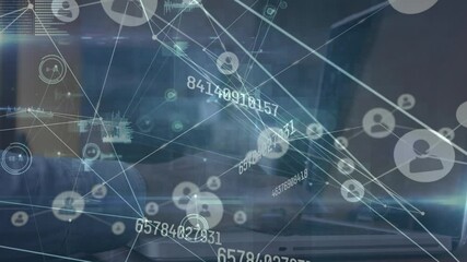 Poster - Animation of network of connections over person using laptop