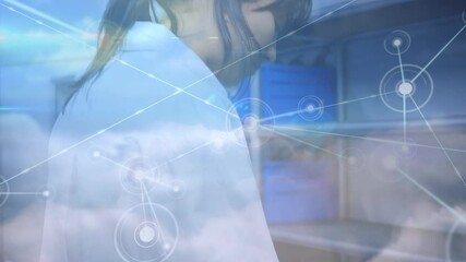 Poster - Animation of network of connections over doctor and clouds