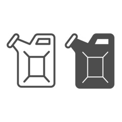 Poster - Canister, petrol, fuel, oil, jerrycan line and solid icon, oil industry concept, gasoline vector sign on white background, outline style icon for mobile concept and web design. Vector graphics.