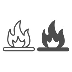 Poster - Flammable liquid, fire flame, ignition line and solid icon, oil industry concept, inflammation vector sign on white background, outline style icon for mobile concept and web design. Vector graphics.