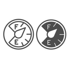 Fototapete - Fuel indicator, full tank, gas gauge line and solid icon, oil industry concept, gasoline meter vector sign on white background, outline style icon for mobile concept and web design. Vector graphics.