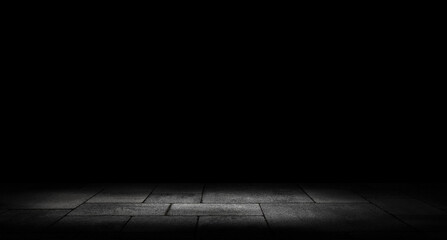 Wall Mural - empty space of studio dark room concrete floor grunge texture background.