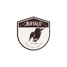 Illustration Vector Buffalo Badge Template For Logo And T-shirt