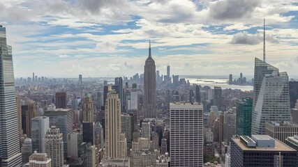 Fototapete - September 2021 New York City Manhattan midtown buildings skyline timelapse zoom in