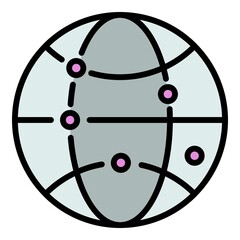 Poster - globe with dots icon. outline globe with dots vector icon color flat isolated