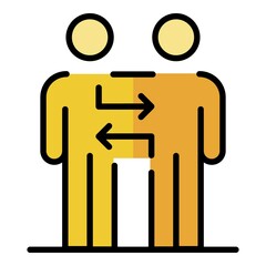 Poster - Interaction between partners icon. Outline interaction between partners vector icon color flat isolated