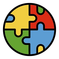 Aufkleber - puzzle circle icon. outline puzzle circle vector icon color flat isolated