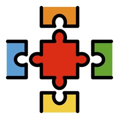 Poster - Complete puzzle icon. Outline complete puzzle vector icon color flat isolated