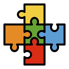 Poster - Cross puzzle icon. Outline cross puzzle vector icon color flat isolated