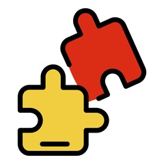 Poster - Jigsaw part icon. Outline jigsaw part vector icon color flat isolated