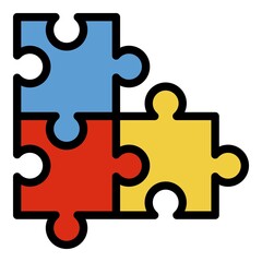 Poster - Puzzle match icon. Outline puzzle match vector icon color flat isolated