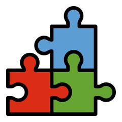 Poster - Jigsaw match icon. Outline jigsaw match vector icon color flat isolated