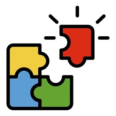 Poster - Puzzle step icon. Outline puzzle step vector icon color flat isolated