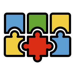 Poster - Puzzle combination icon. Outline puzzle combination vector icon color flat isolated