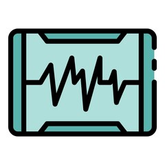 Poster - Heartbeat on the monitor icon. Outline heartbeat on the monitor vector icon color flat isolated