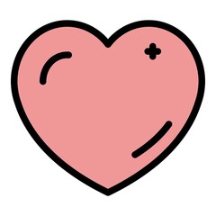 Poster - Heart symbol icon. Outline heart symbol vector icon color flat isolated