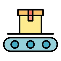 Poster - Conveyor packaging icon. Outline conveyor packaging vector icon color flat isolated