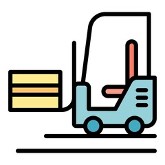 Wall Mural - Forklift truck icon. Outline forklift truck vector icon color flat isolated