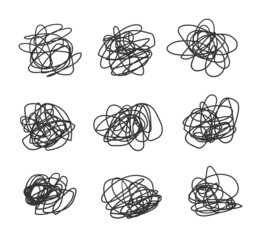 Poster - Hand drawn set of objects for design use. Black Vector doodle form on white background.  Abstract pencil drawing. Artistic illustration grunge elements