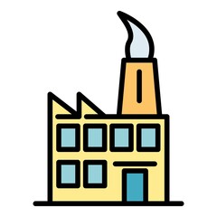 Poster - Mini factory icon. Outline mini factory vector icon color flat isolated