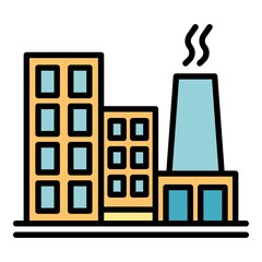 Poster - Smoke factory icon. Outline smoke factory vector icon color flat isolated