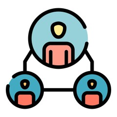Poster - People in circles icon. Outline people in circles vector icon color flat isolated