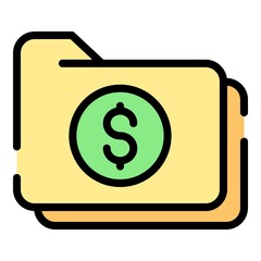 Poster - Dollar sign folder icon. Outline dollar sign folder vector icon color flat isolated