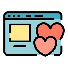 Poster - Love internet letter icon. Outline love internet letter vector icon color flat isolated