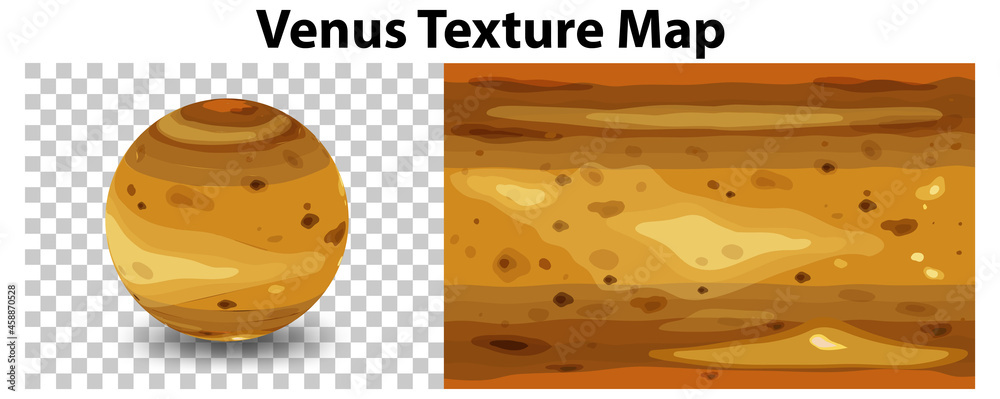 Venus planet on transparent with Venus texture map