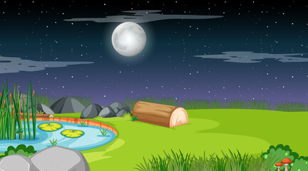 Wall Mural - Nature forest landscape at night scene