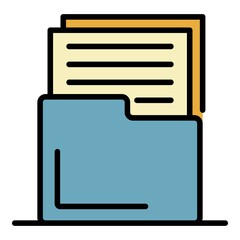 Poster - documents in a folder icon. outline documents in a folder vector icon color flat isolated