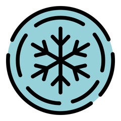 Poster - Snowflake in a circle icon. Outline snowflake in a circle vector icon color flat isolated